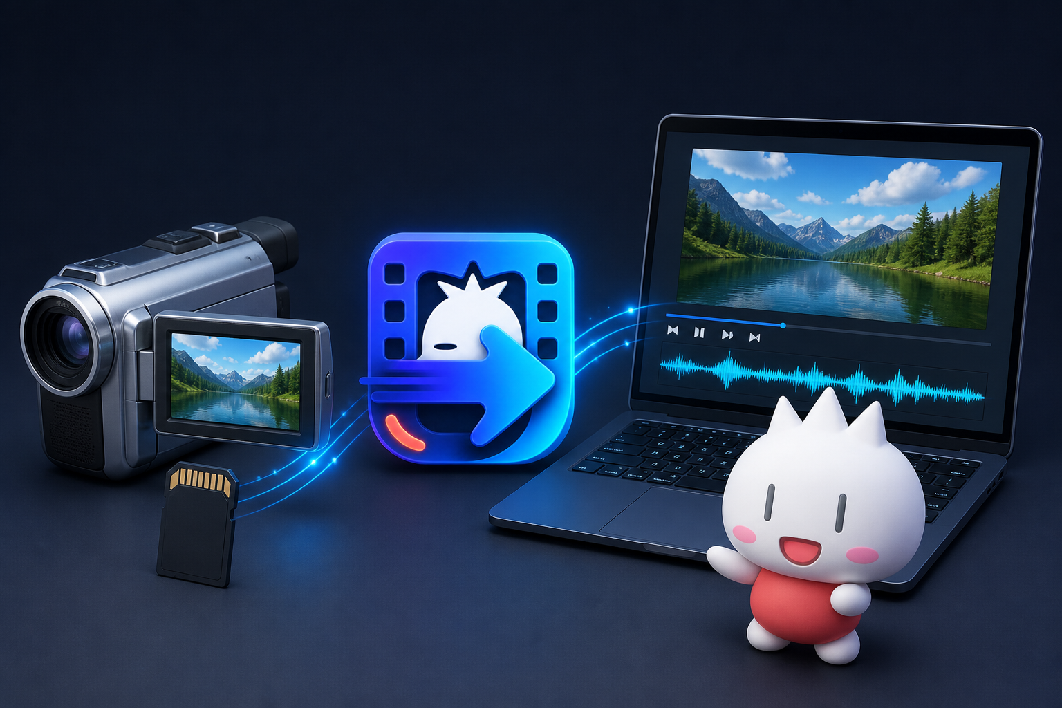 ビデオカメラの動画をMP4に変換するイメージ